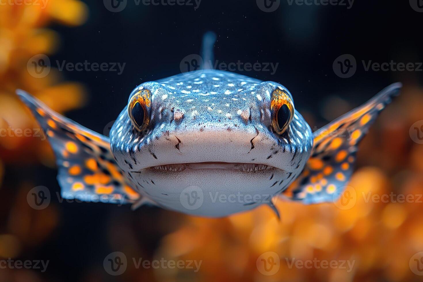 A Close Up Of A Blue Spotted Fish photo