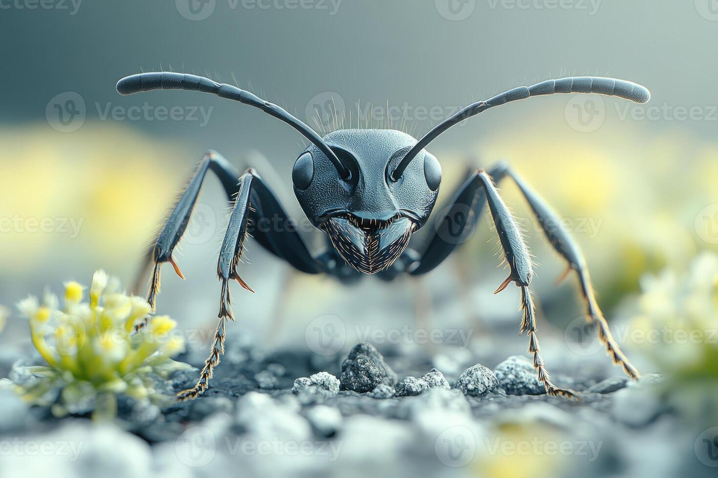 A Detailed Close Up View Of A Black Ant photo