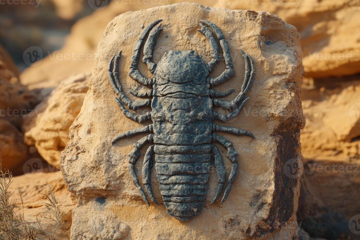 Ancient Scorpion Fossil Embedded In Desert Rock photo