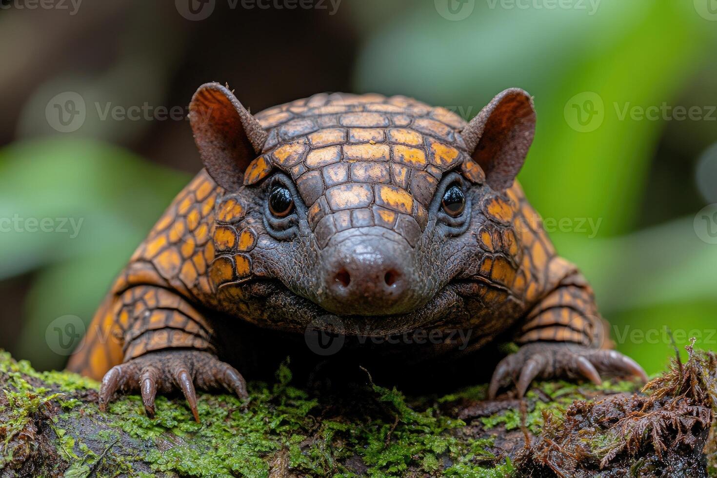 A South American armadillo displays its unique pattern photo