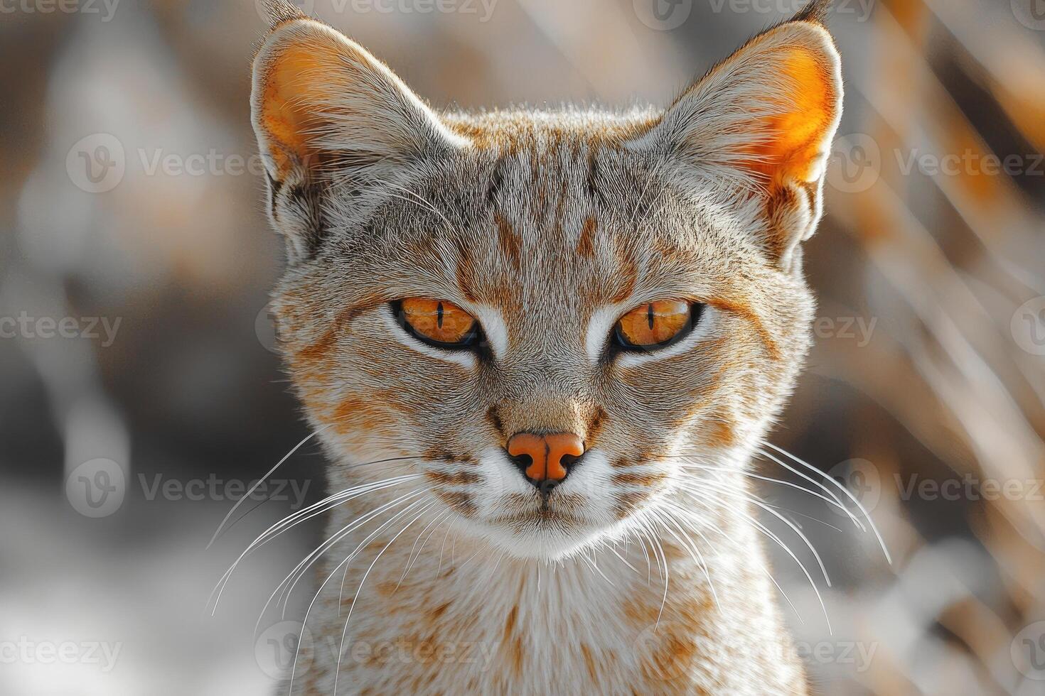 A Wildcat Portrait Showing Intense Golden Eyes photo