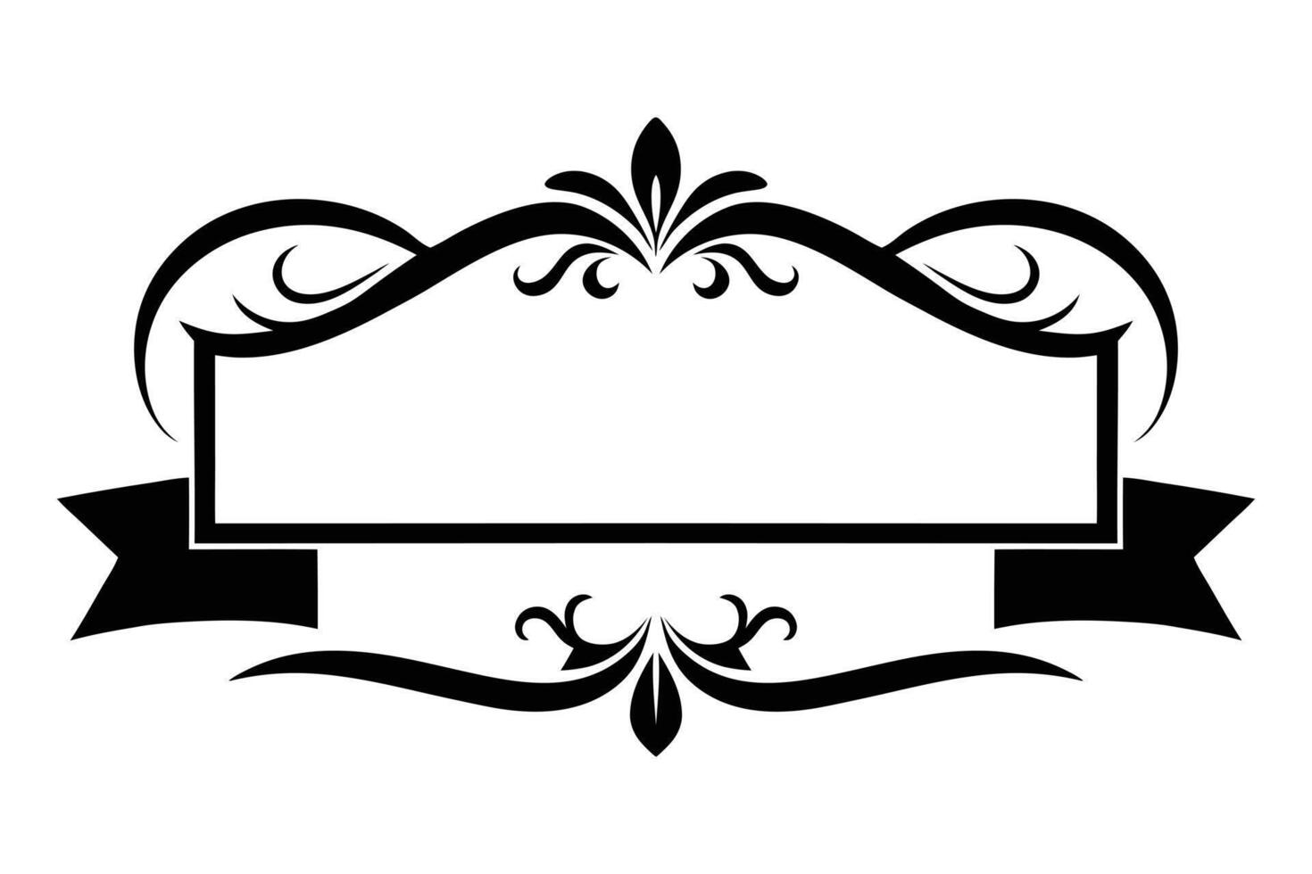 Ornate border menu frame with ribbon vector