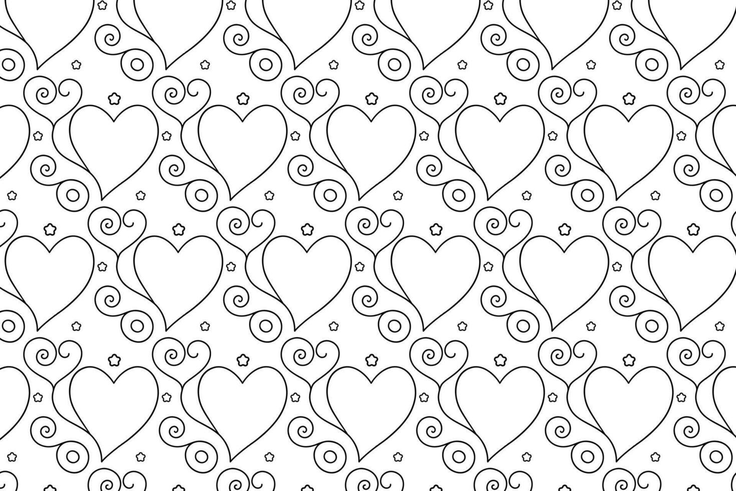 Curly Lines hearts swirls pattern vector