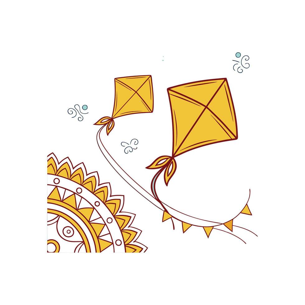 Up in the Sky Makar Sankranti Kite Art vector
