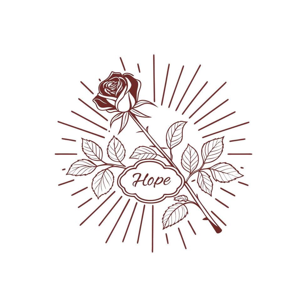 Timeless Elegance Hopeful Rose Label Art vector