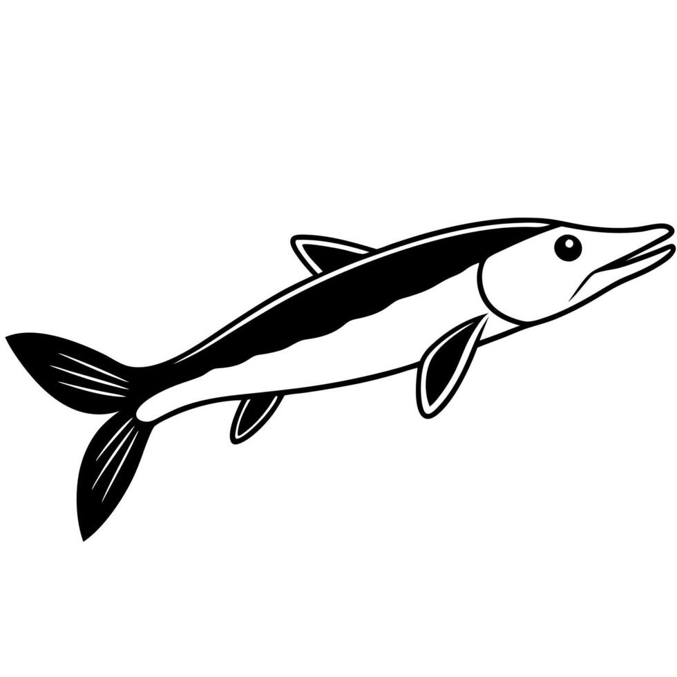 Artistic pike fish silhouette perfect for aquatic designs. vector