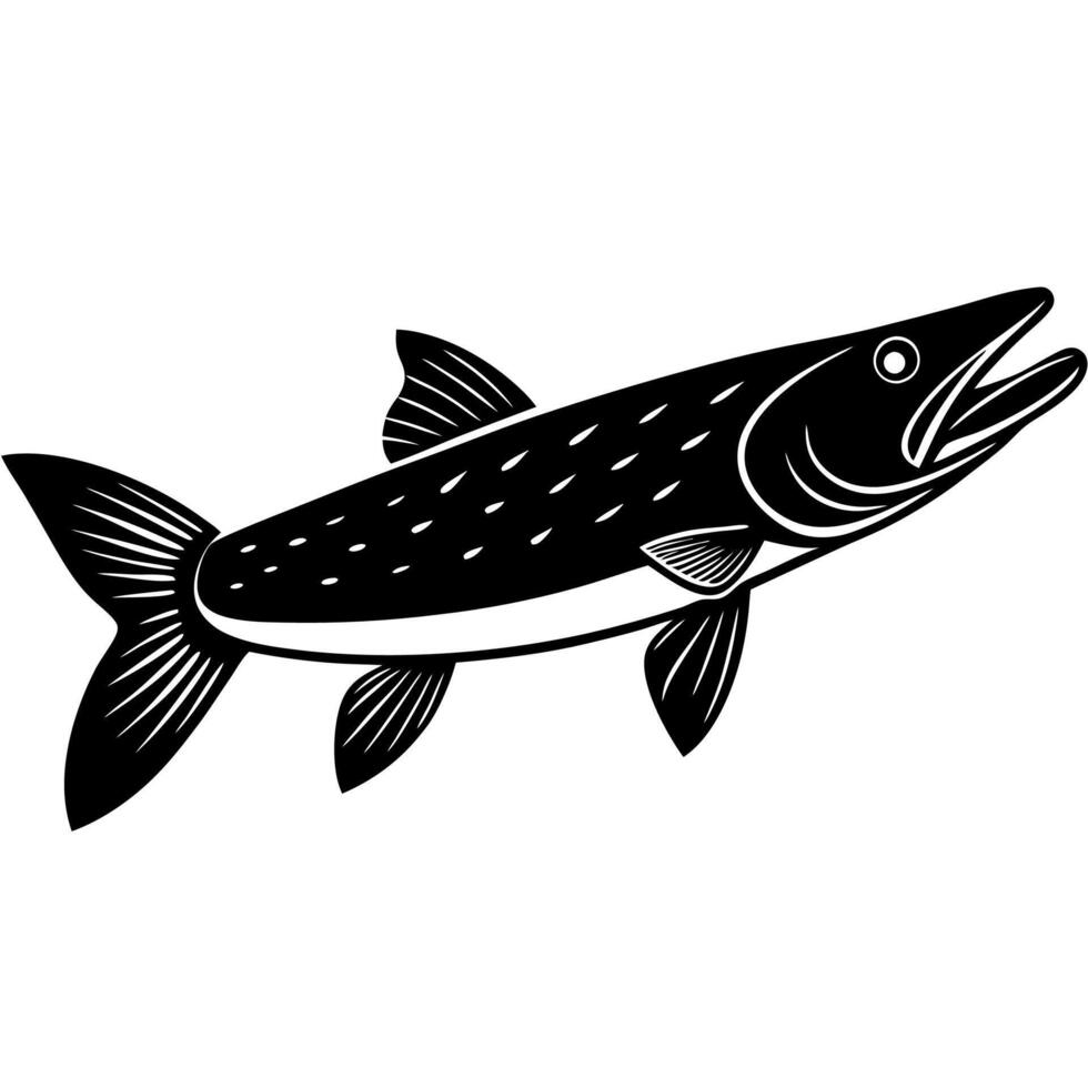 Bold pike fish silhouette design for fishing vector
