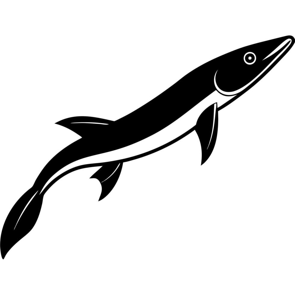 Bold pike fish silhouette design for fishing enthusiasts. vector