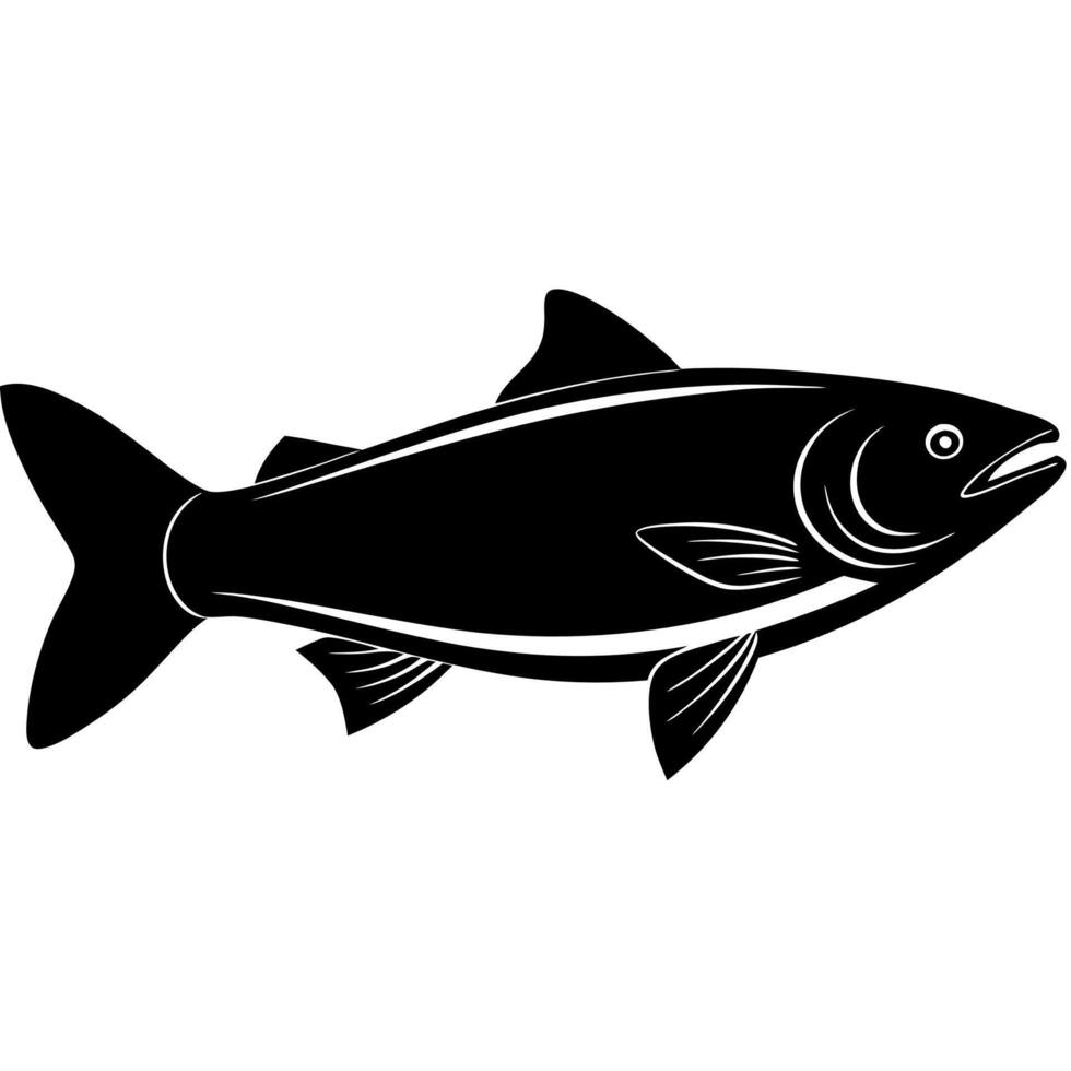 Clean fish icon silhouette perfect use in oceanic designs. vector