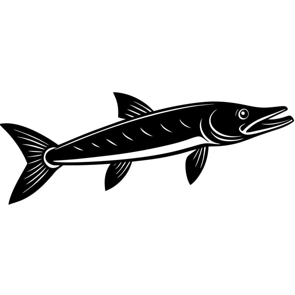 Bold pike fish silhouette design fishing enthusiasts. vector