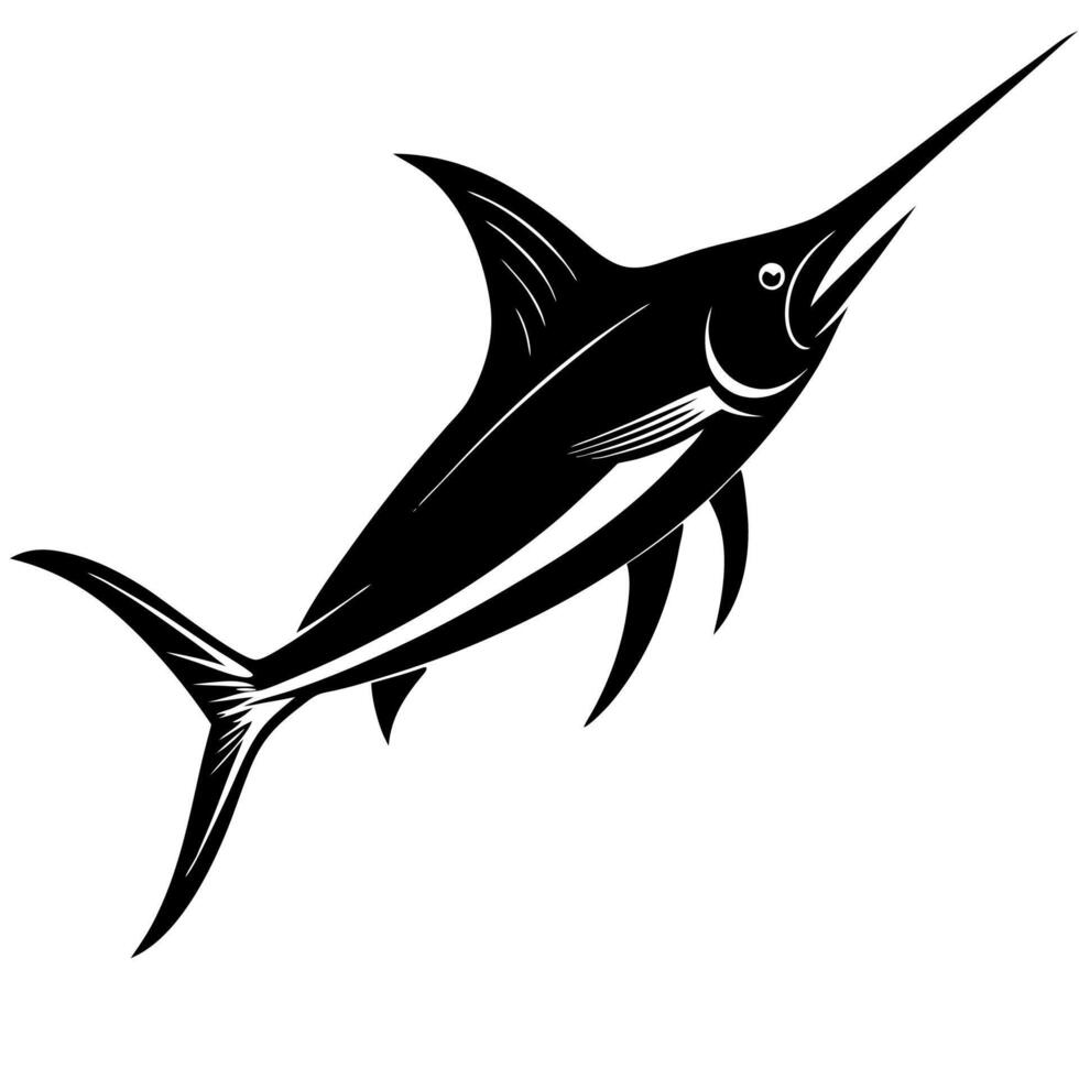 Intricate marlin silhouette design for aquatic and nature vector