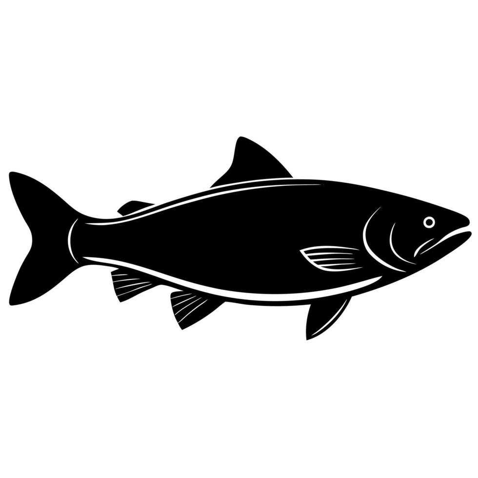 Simple fish icon silhouette ideal for aquatic themed illustrations. vector