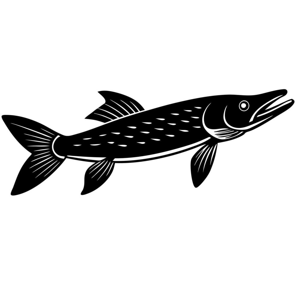 Artistic pike fish silhouette aquatic vector