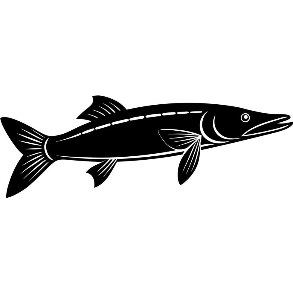 Artistic pike fish silhouette for aquatic vector