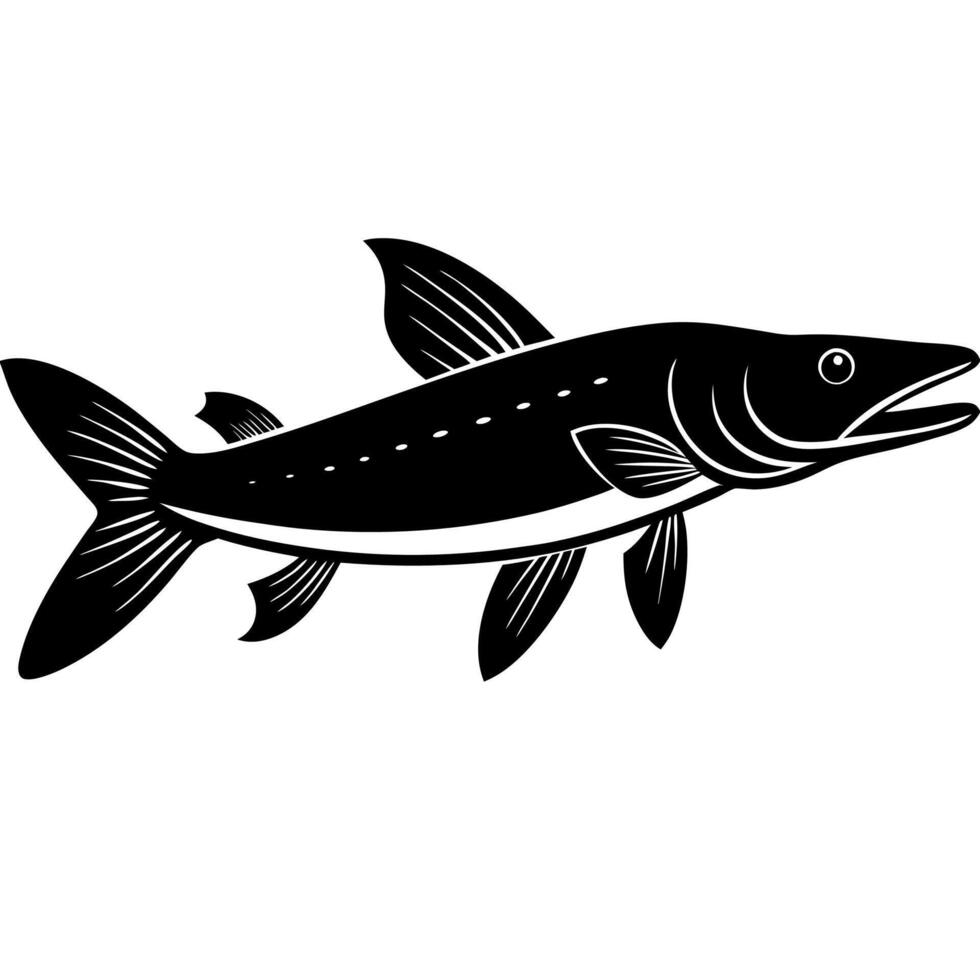 Artistic pike fish silhouette perfect design vector