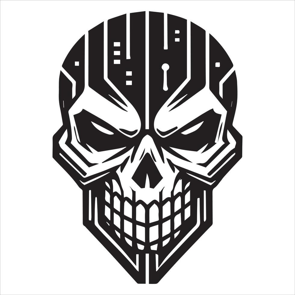 Techno Skull Clipart Illustration for Sci-Fi Themed Art vector