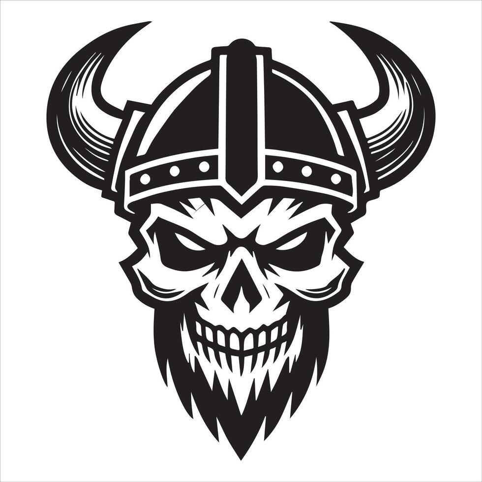 Viking Skull Clipart Illustration with Fierce Nordic Style vector