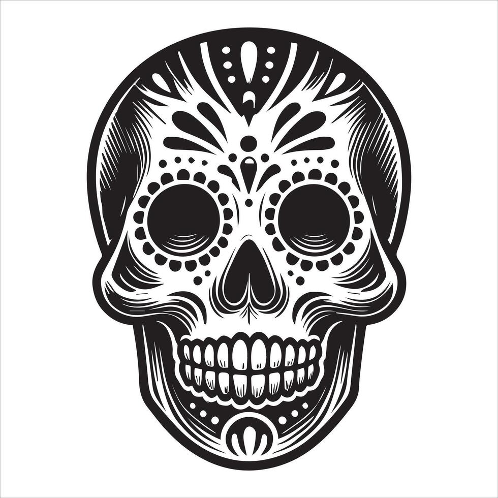 Sugar Skull Artwork Featuring Floral and Decorative Patterns vector