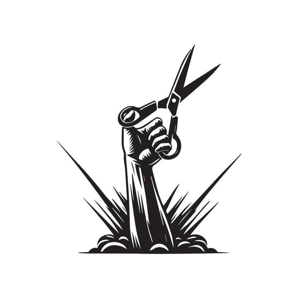 Fist Holding Scissors - Power and Precision Barber Tool vector