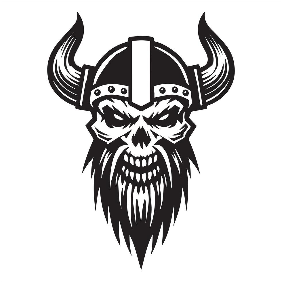 Viking Skull Clipart Illustration Featuring Helmets and Braids vector