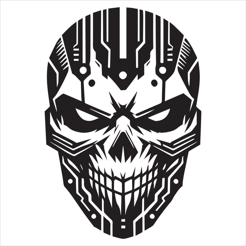 Techno Skull Clipart Illustration Featuring Digital Elements vector