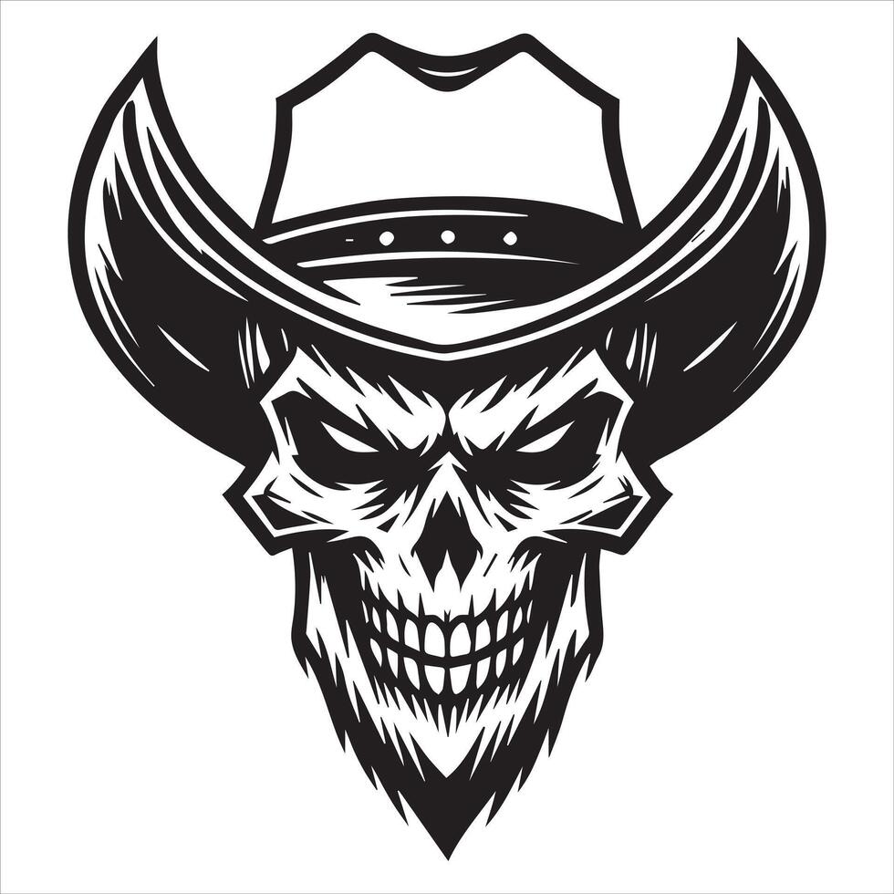 Cowboy Skull Clipart Illustration with Rugged Western Vibes vector