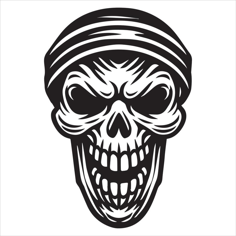 Zombie Skull Clipart Illustration with Creepy and Eerie Vibes vector