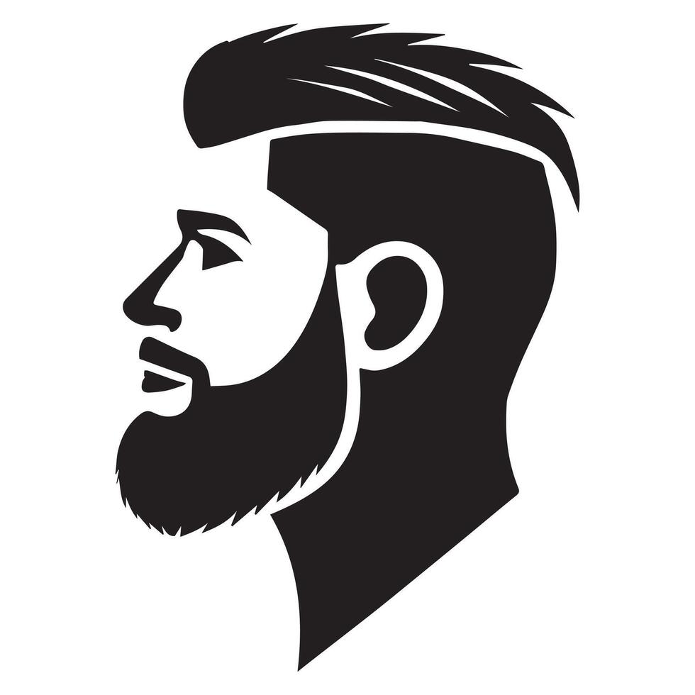 Profile of Man with Modern Beard Style - Minimalist Grooming vector