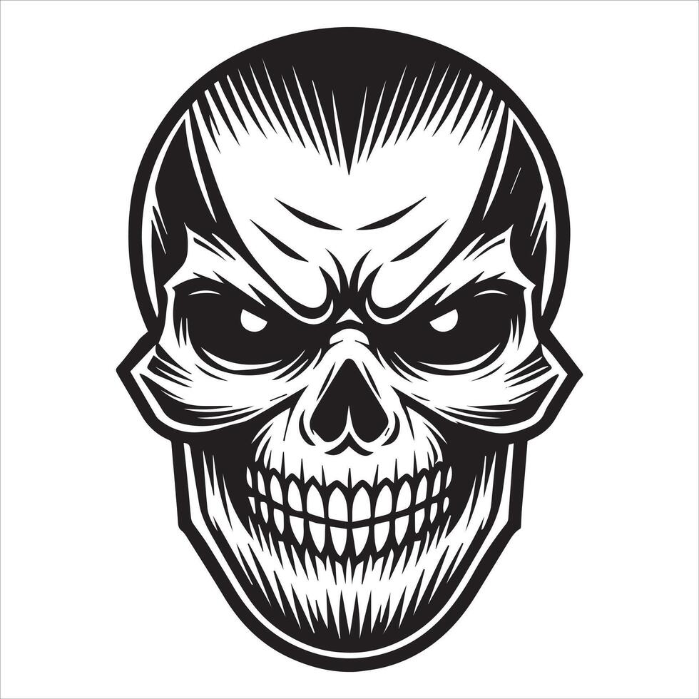 Rugged Biker Skull Illustration with Bold Motorcycle Vibes vector