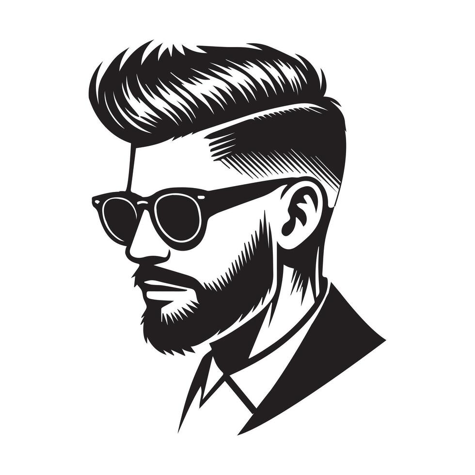 Stylish Man with Sunglasses and Undercut - Trendy Barber Design vector