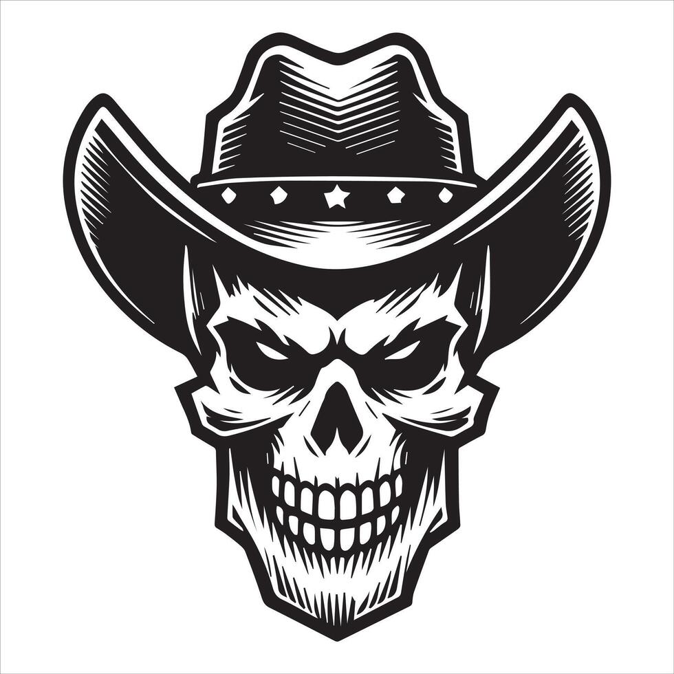 Cowboy Skull Clipart Illustration for Rustic Designs vector