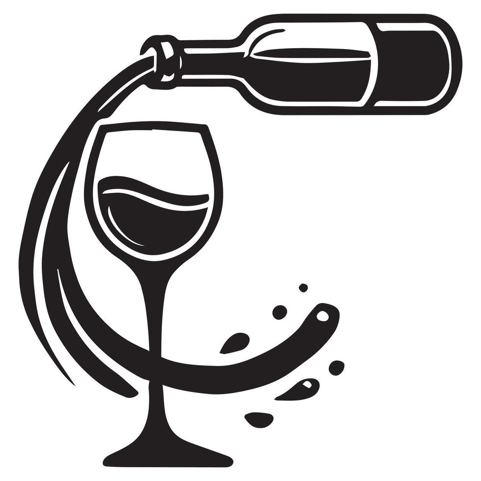Wine Pouring into Glass Silhouette vector