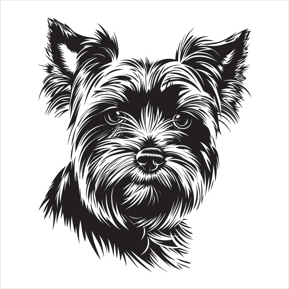 Poignant Yorkshire Terrier Dog Sad Expression Design vector