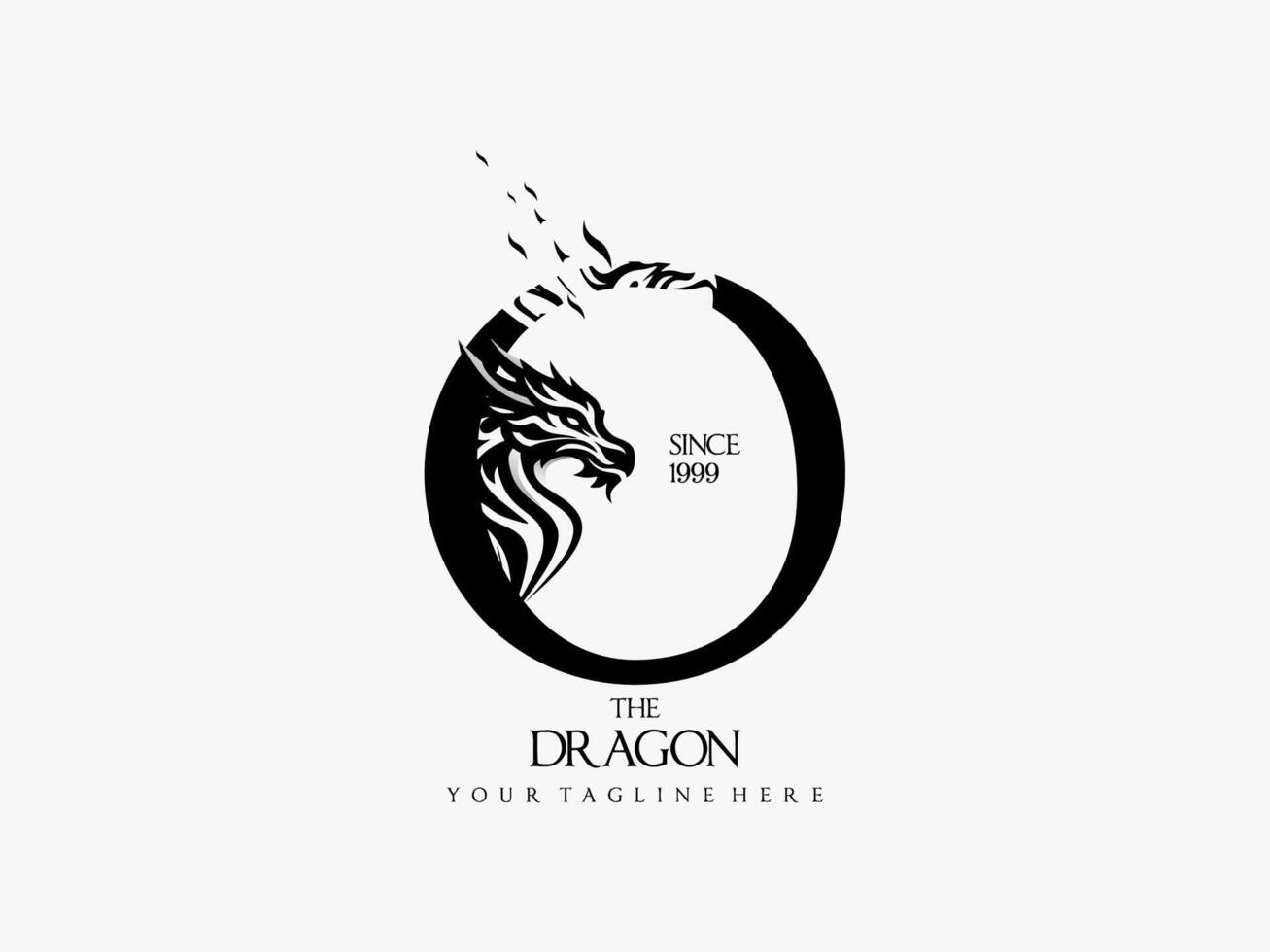 letter O with dragon logo vector