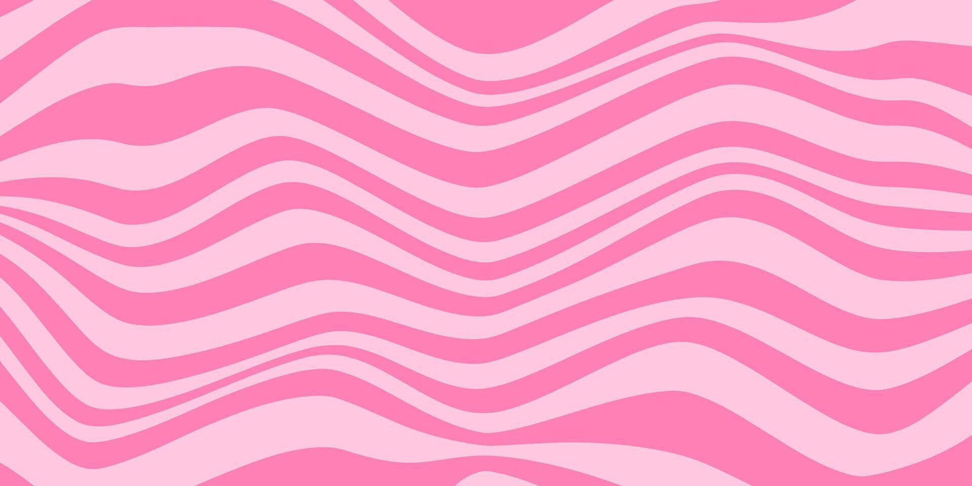 Abstract monochrome horizontal background with dynamic waves. Trendy illustration in style retro 60s, 70s. Pink colors vector
