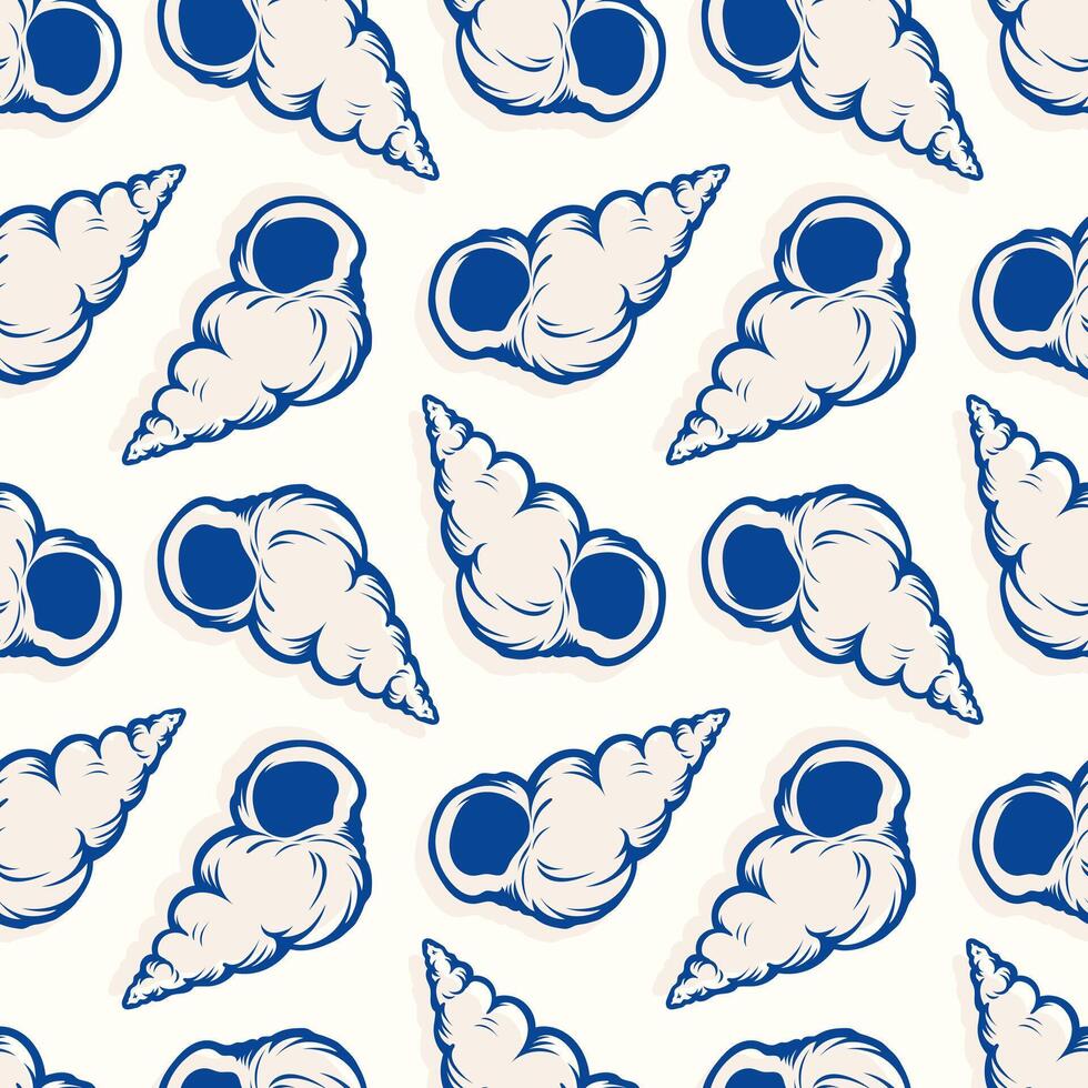 Shells, underwater life hand drawn seamless pattern background design. Repeating print for fabric, wrapping paper, textile, wallpaper vector