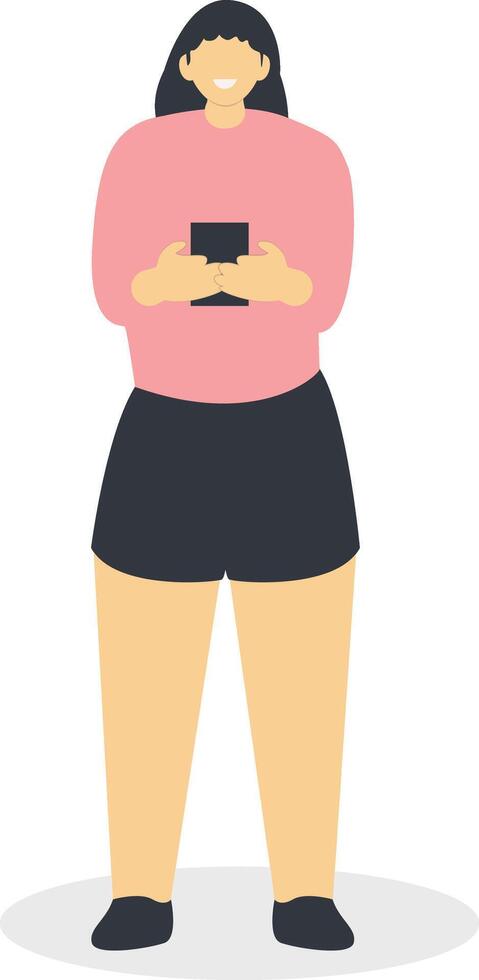 Girl Character with Smartphone vector