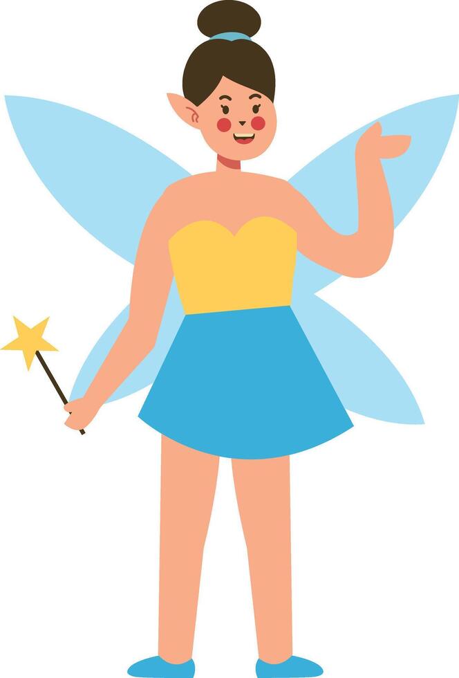 Little Fairy Girl Character on White Background vector