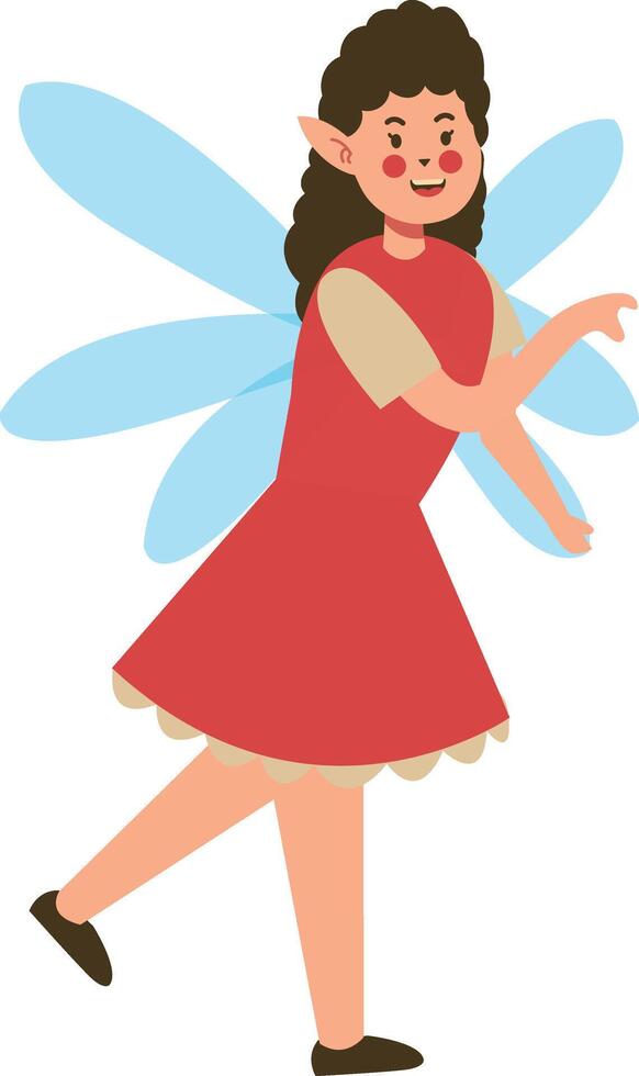 Little Fairy Girl with Red Dress vector