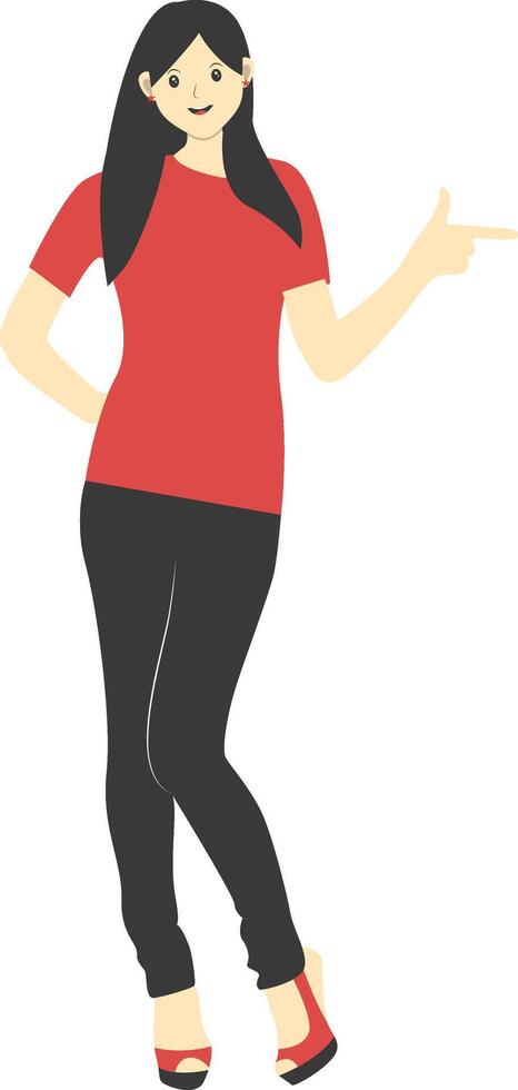 Female Dancing Illustration with Red Clothes vector