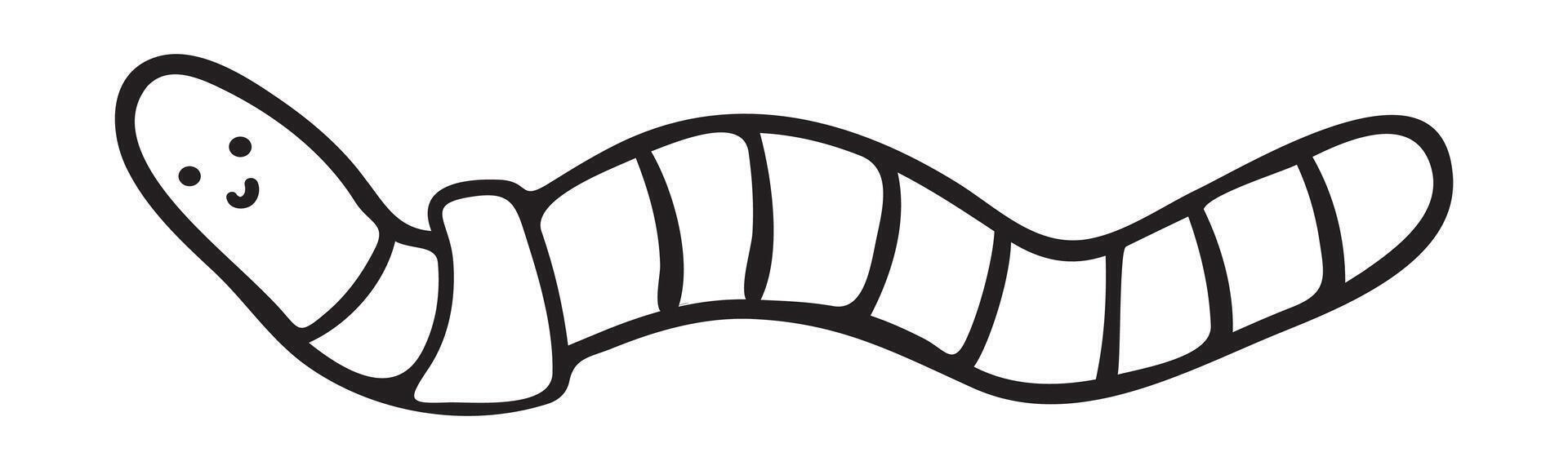 Happy worm. Outline illustration. Graphic design on white background. vector