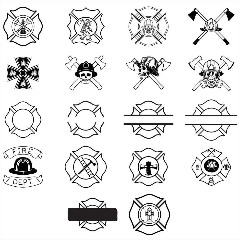Firefighter Clipart Design Bundle for Emergency Services vector