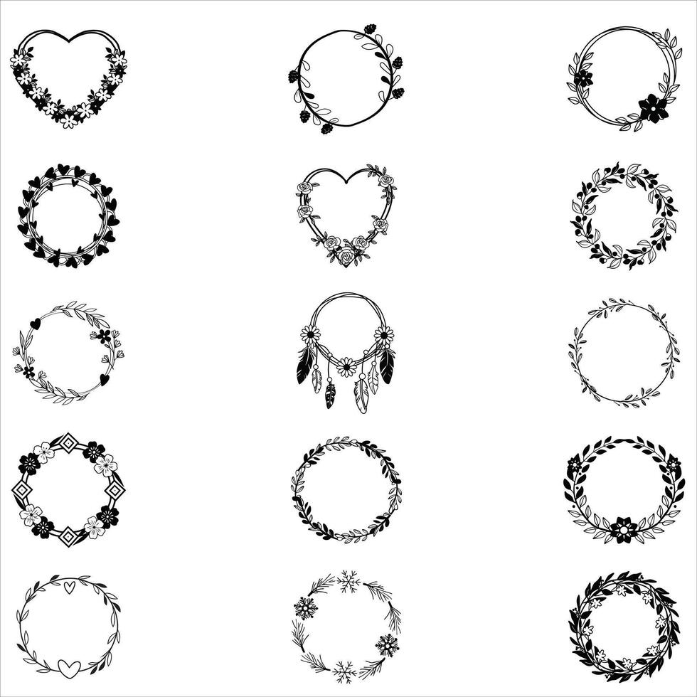 Soft and Dreamy Wreath Clipart Design Bundle vector