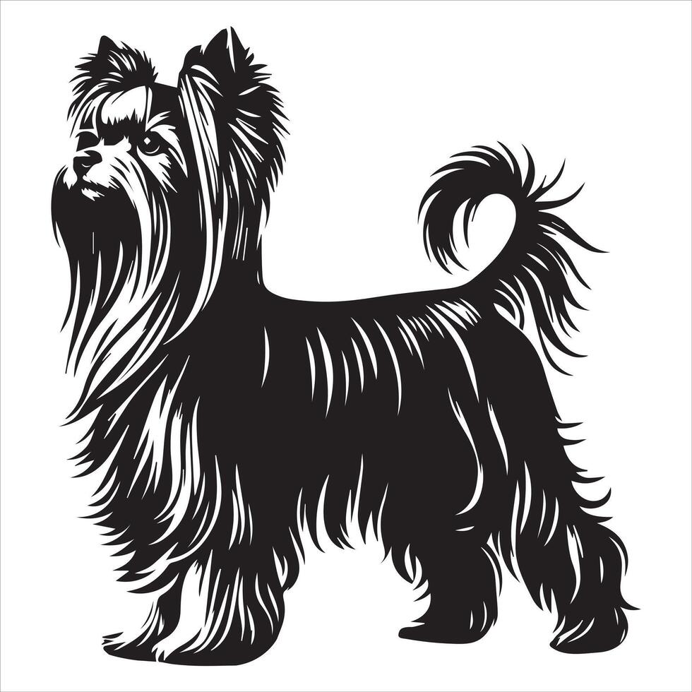 Yorkshire Terrier Dog Illustration Expressing Melancholy vector