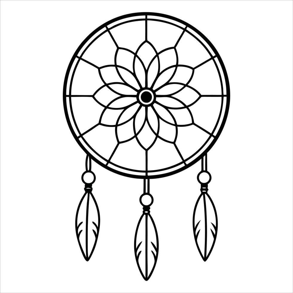 Native American Inspired Dream Catcher Design vector