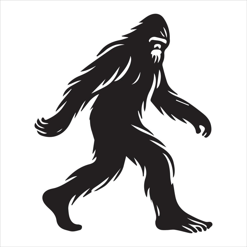 Classic Bigfoot Silhouette - Legendary Walking Pose vector