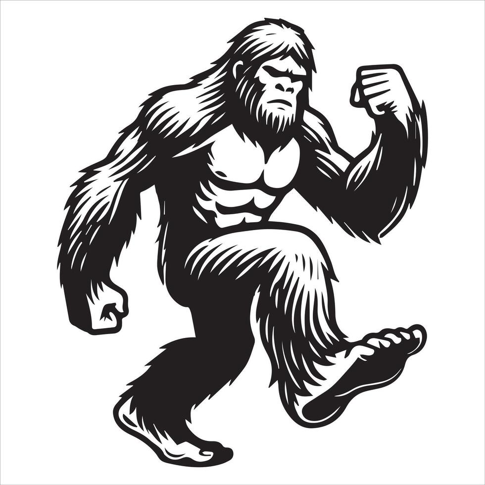 Strong Bigfoot - Power Pose with a Fist vector