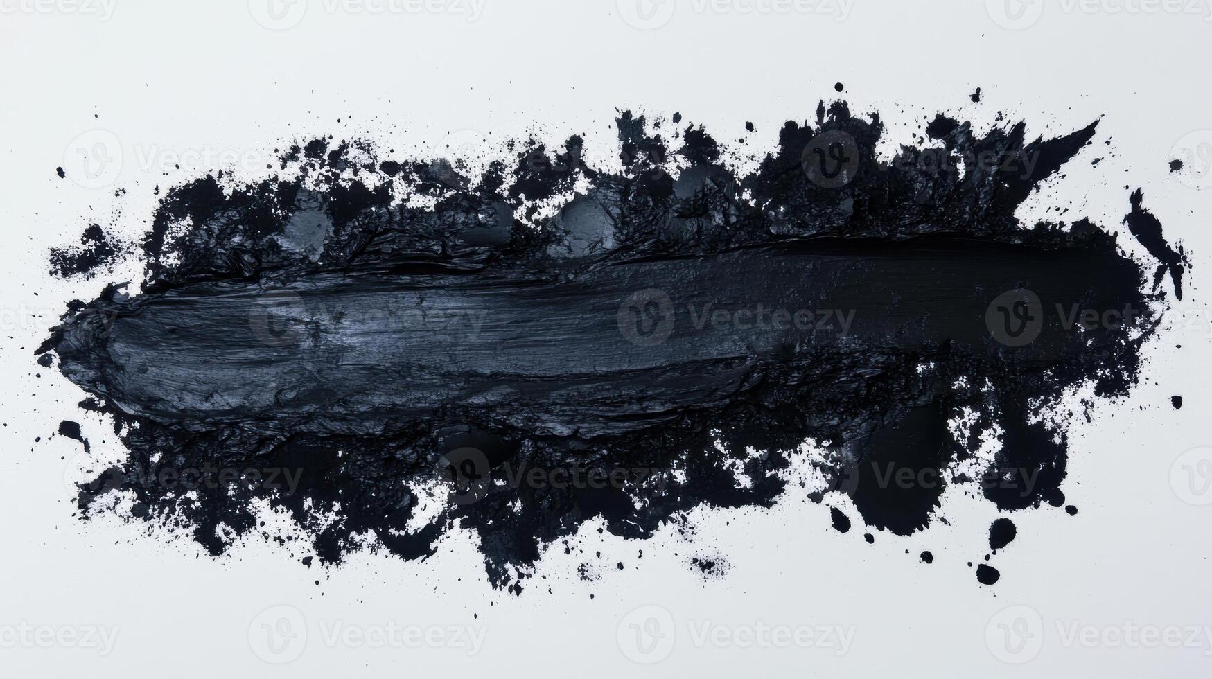 Black paint brush stroke on white background for abstract art concept and texture photo