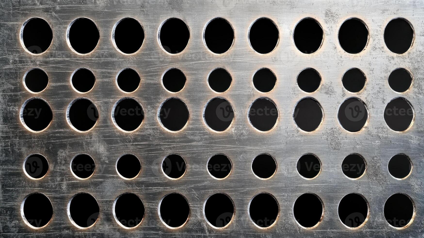 Industrial metal sheet with circular holes for ventilation and structural purposes photo