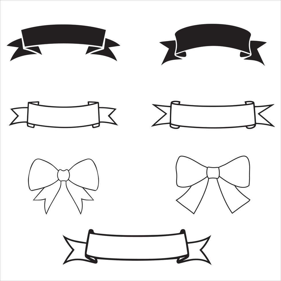 Complete Ribbon Banner Silhouette Illustration Design Bundle vector